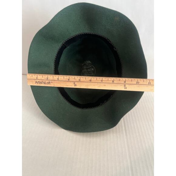 Effanem 100% Wool Crusher Genuine Vintage Hat Dark Green Burgundy Band - Picture 8 of 8